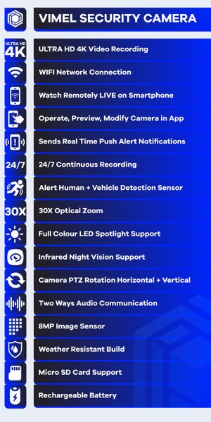 Wireless Security Camera 30X UHD 4K Recording Powered CCTV Outdoor Carousel 2
