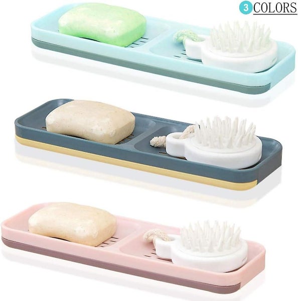 Wall mounted Adhesive Soap Dish 2 Pack Shower Soap Dish With Detachable Drain Carousel 4