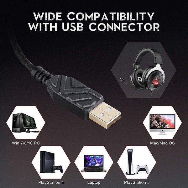 Usb Gaming Headset With Microphone For Ps4 pc ps5 laptop Carousel 5