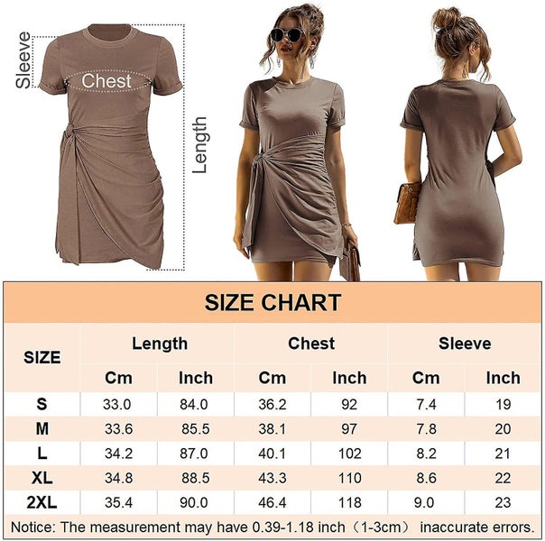 Women's Crewneck Bodycon Dress Short Sleeve T Shirt Dress Tie Waist 2021 Summer Carousel 2