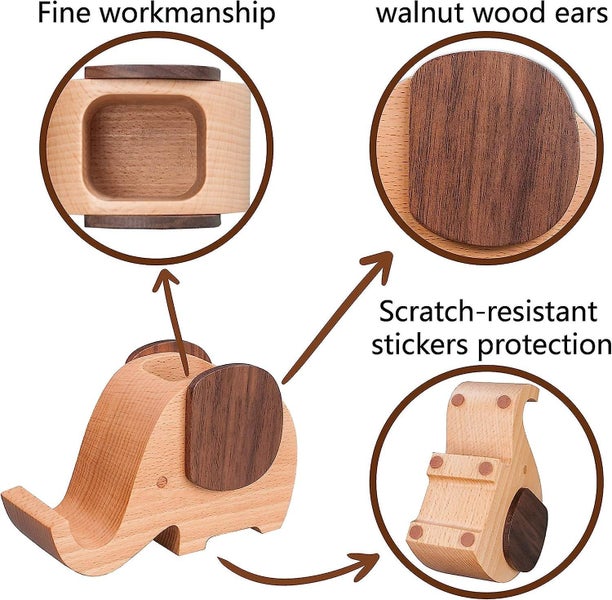 Wooden Pen Cup Pencil Holder Desk Decor And Organizer With Cell Phone Stand Carousel 4