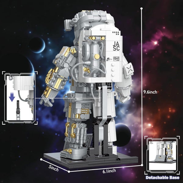 Spaceman Building Set- White n Gold- 900 bricks -Lego fans-Collectible Build Carousel 2