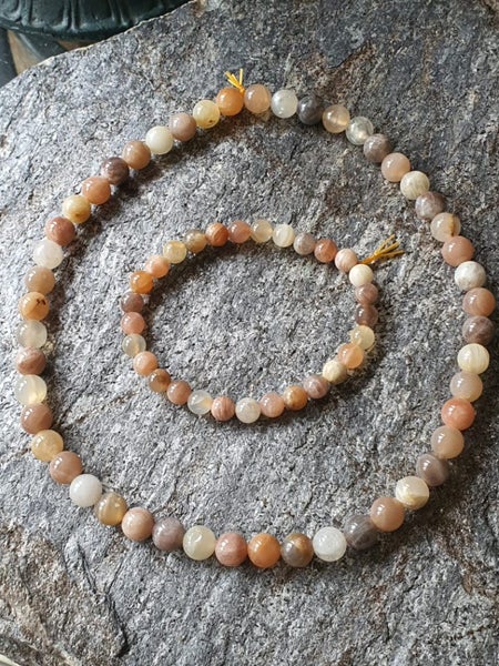 MOONSTONE CRYSTAL BEADED NECKLACE & BRACELET INNER PEACE & HARMONY (NZ MADE) Carousel 1