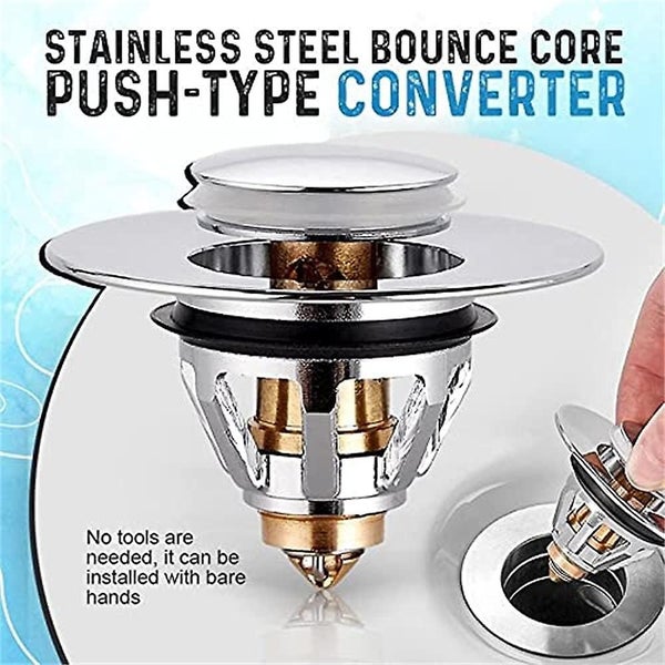 Universal Edition Stainless Steel Bullet Core Push Type No Overflow Pop Up Sink Carousel 2