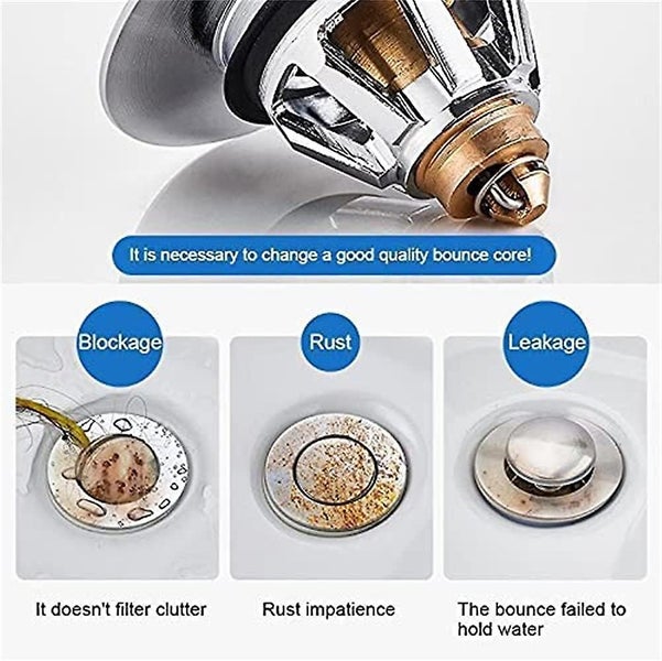 Universal Edition Stainless Steel Bullet Core Push Type No Overflow Pop Up Sink Carousel 5