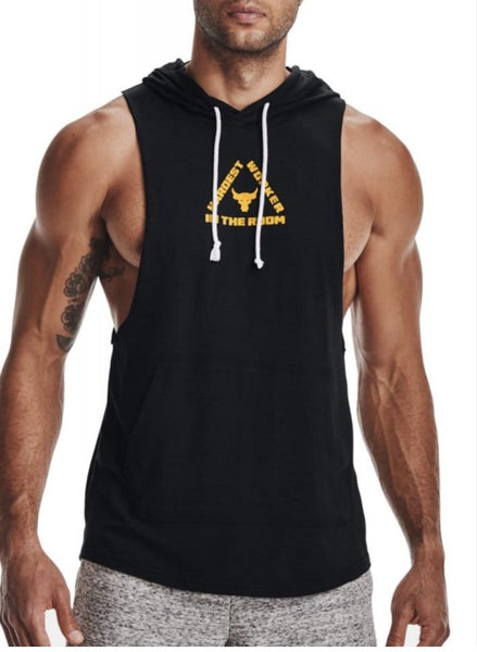 UNDER ARMOUR MENS TANK PROJECT ROCK SLEEVELESS HOODIE SINGLET SALE SIZE M $46