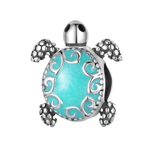 $1 reserve Turquoise and Silver alloy sea Turtle Pendant with Filigree Design Carousel 1