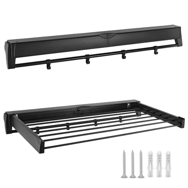 Drying Rack Wall Mounted Clothes Airer Rail Indoor Outdoor Folding Dryer-White Carousel 2