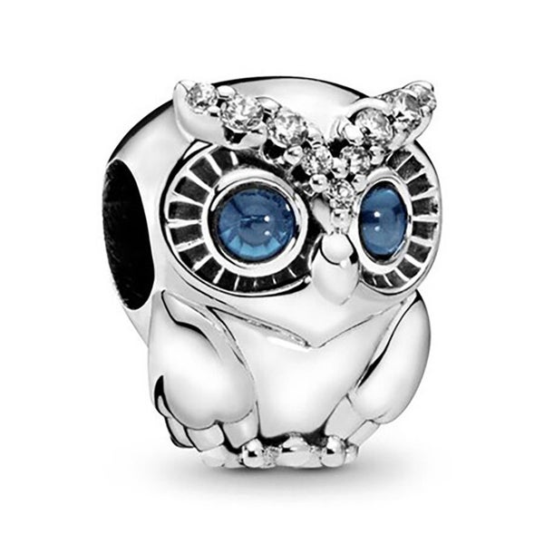 $1 reserve Enchanting Silver alloy Owl Charm with Sparkling Blue Eyes Carousel 2
