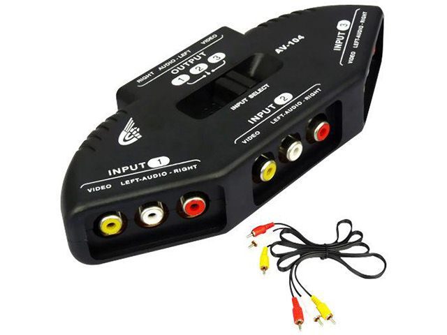 3 Way Audio Video AV RCA Switch Splitter Carousel 1
