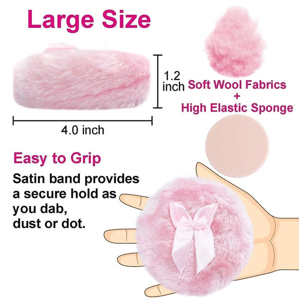 Body Powder Puff Ribbon Pattern Fluffy Puffs 2 Pcs In Pink Carousel 5