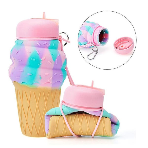 Children Foldable Water Bottle Silicone Ice Cream Shaped Water Bottles Travel C Carousel 1