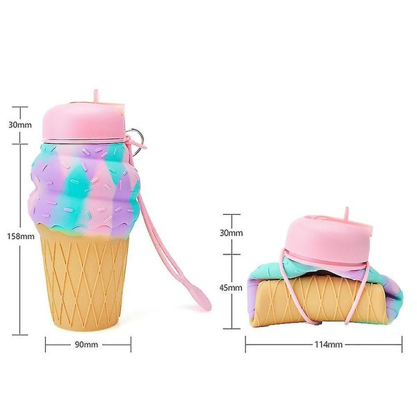 Children Foldable Water Bottle Silicone Ice Cream Shaped Water Bottles Travel C Carousel 2