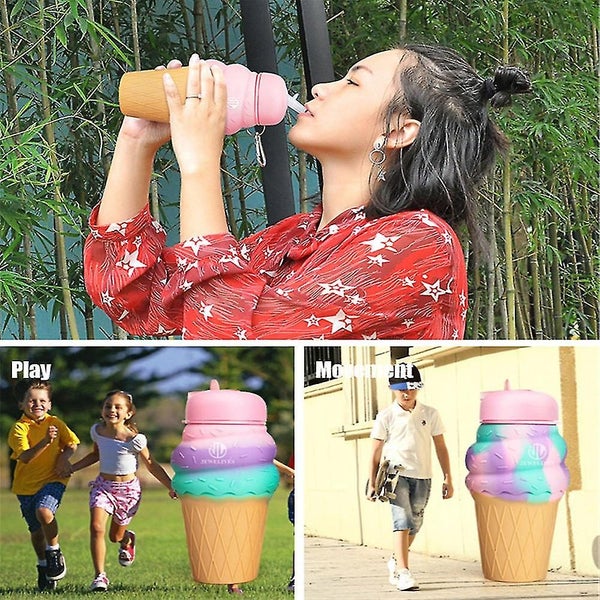 Children Foldable Water Bottle Silicone Ice Cream Shaped Water Bottles Travel C Carousel 5
