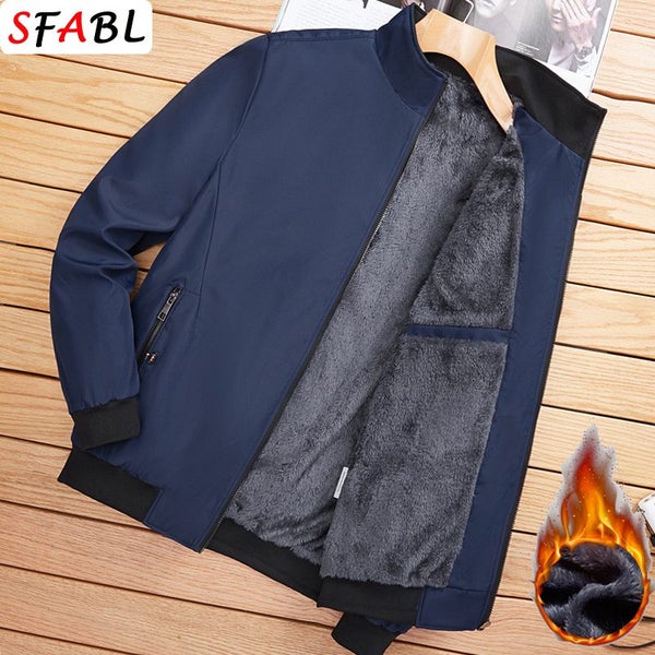 Warm Fleece Autumn Winter Jackets for Men Business Office Dress Coat Carousel 1