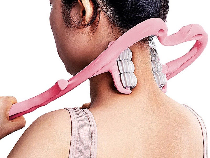 6-Roller Hand Neck Shoulder Massager Handheld Massager Pink Carousel 3