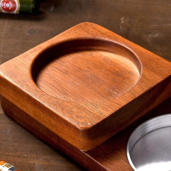 Wooden Cigar Ashtray Coaster whiskey Glass Tray Cigar Ashtray Carousel 2