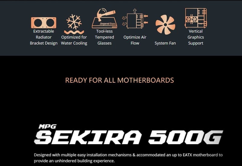 MSI MPG Sekira 500G MidTower E-ATX Aluminum/Steel Case Tempered Glass - 1stWave Carousel 2