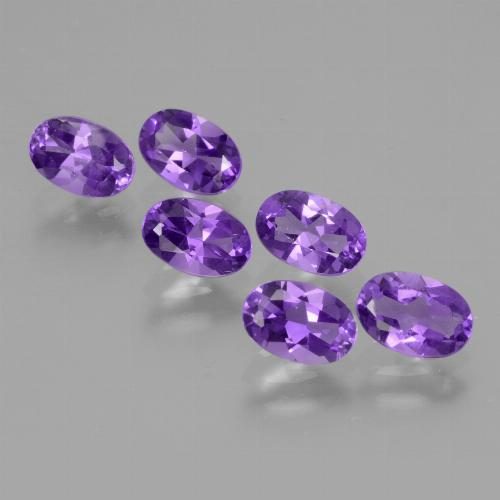 6x Medium Violet Oval Facet cut Amethyst Gems 2.54 ctw Carousel 1