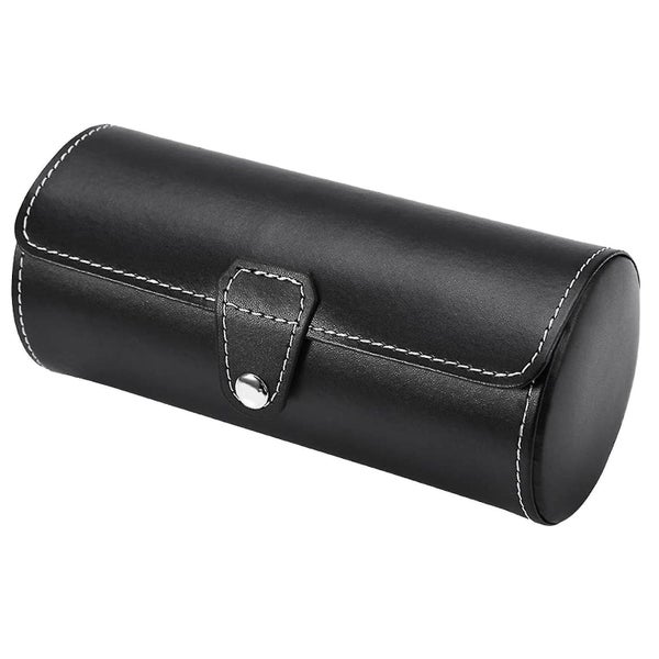 Pu Leather Threeposition Cylindrical Watch Box Jewelry Storage Velvet Snap Watc Carousel 1