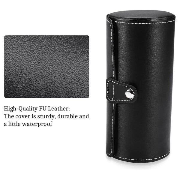 Pu Leather Threeposition Cylindrical Watch Box Jewelry Storage Velvet Snap Watc Carousel 2