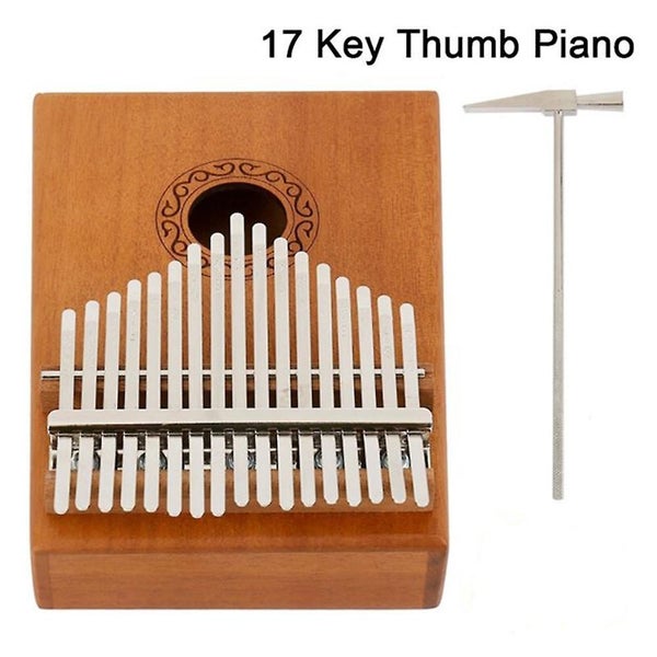 Portable Solid Wood Thumb Piano 17 Keys Finger Piano With Tune Hammer Musical I Carousel 1