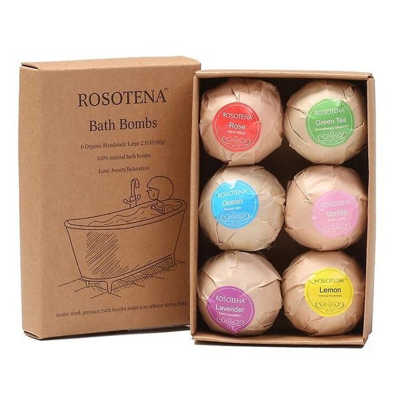6-piece Bath Bombs Gift Set Handmade Organic And Natural Aromatherapy Shower St Carousel 1