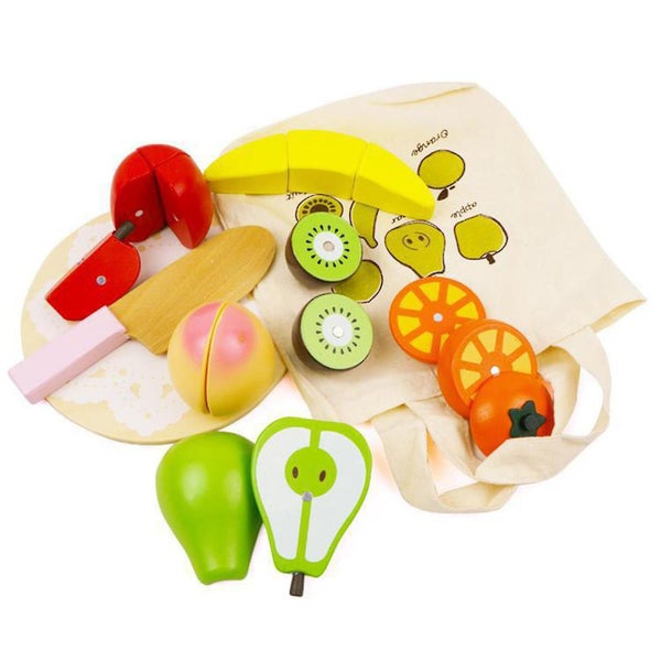 Wooden Pretend Play Kids Cutting Meal Vegetable Basket Cooking Simulation Educa Carousel 1
