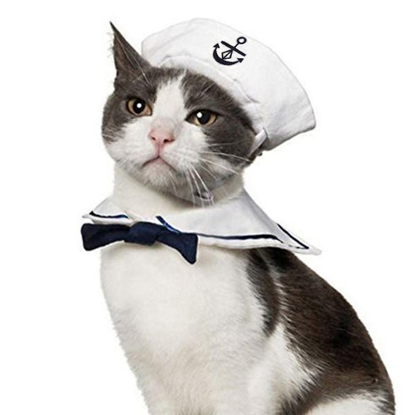 Dog Cat Hat Sailor Suit - Navy Suit Nautical Cape Costume Carousel 1