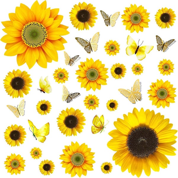 Sunflower Wall Decor 27 Pcs Sunflower Stickers For Walls With 3d Carousel 1