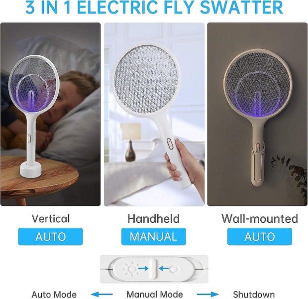 Electric Fly Swatter Racket - Usb Rechargeable Mosquito Zapper Killer Carousel 2