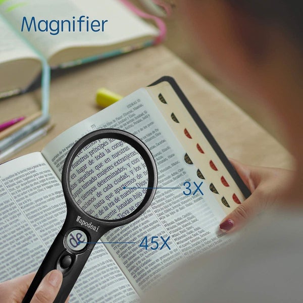 Wapodeai Magnifying Glass With Light 3x 45x High Magnification Led Handheld Lig Carousel 5