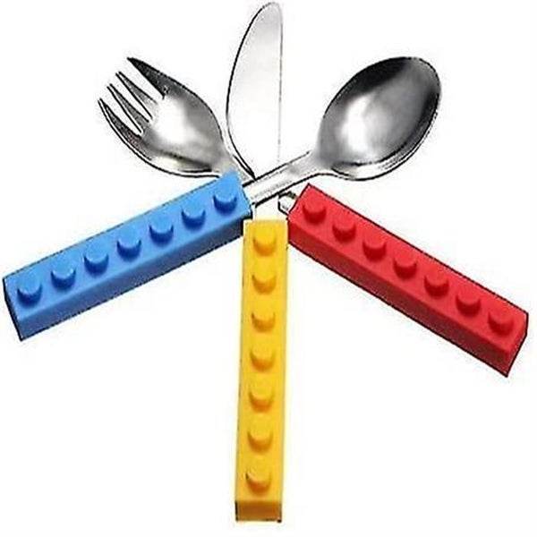 3-piece Set Baby Food Supplement Tableware Silicone Spoon Building Block Knife Carousel 2