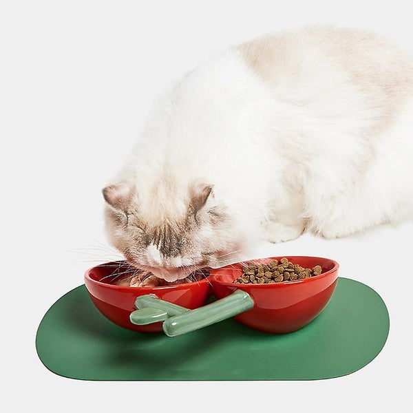 Cherry Bowl Cat Bowl Ceramic Double Bowl - Protect Cervical Vertebra - Anti-ove Carousel 4