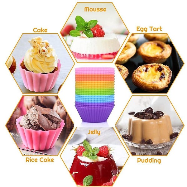 Reusable And Non-stick Silicone Baking Cups Cupcake Liners Muffins Cup Molds In Carousel 5