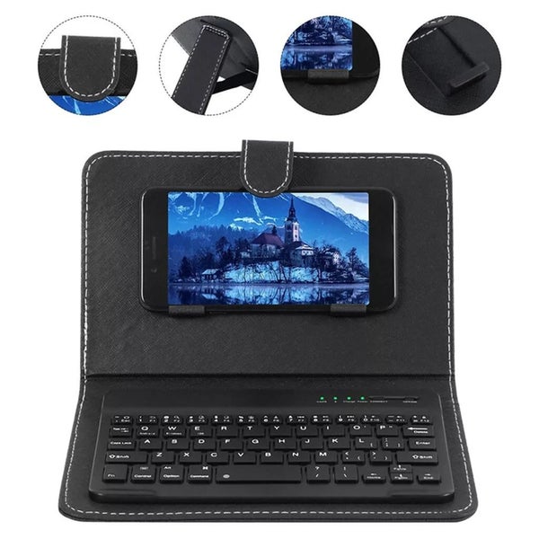 Mini Portable Leather Wireless Bluetooth Keyboard for iPhone Android Smartphone Carousel 1