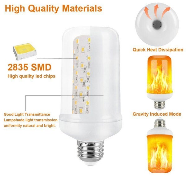 LED Flame Effect Light Bulb 4 Modes Flame Lights Bulbs E27 Base Fire Light Bulbs Carousel 11