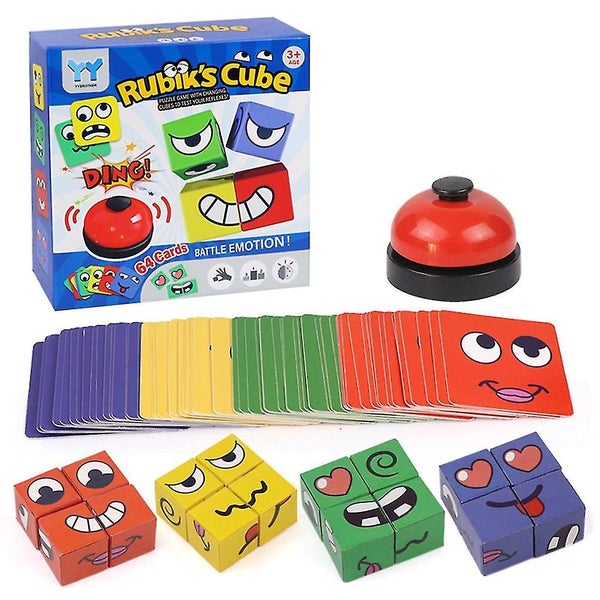 Educational Toys Expression Puzzle Building Cubes Face-changing Building Blocks Carousel 1