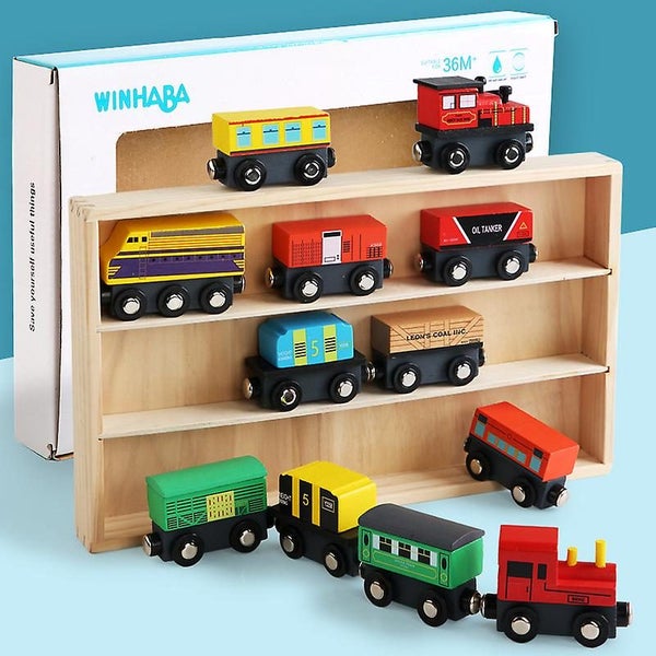 Wooden Toy Car Sets For Kids Toddler Boys And Girls Compatible To Wooden Tracks Carousel 3