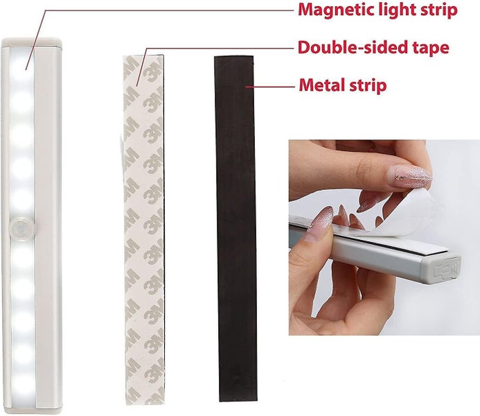 Set Of 2 Led Night Lights With Motion Sensor Cabinet Lighting Led Strip Sticker Carousel 5