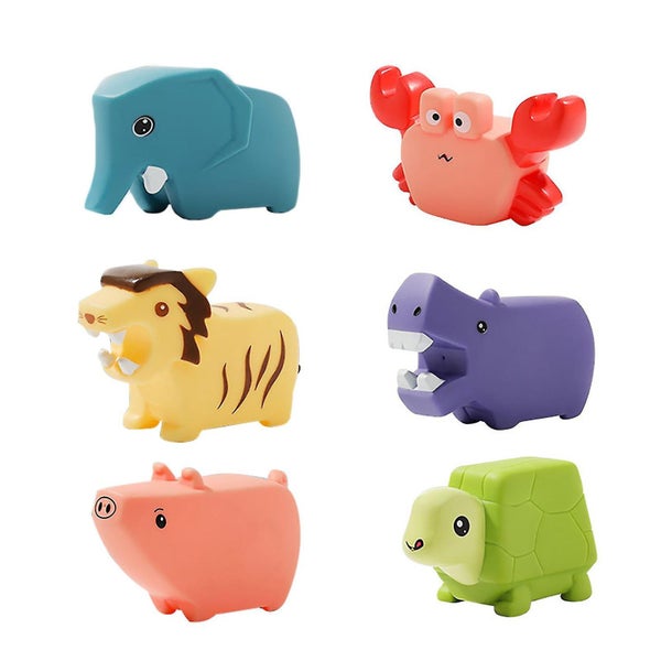 Bath Toys Animal Dinosuar Bath Toys 1set Baby Cute Children's Soft Glue Pinch M Carousel 1