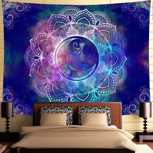Tapestry Blue Starry Night Tapestry Mandala Celestial Moon Tapestry Wall Hangin Carousel 2