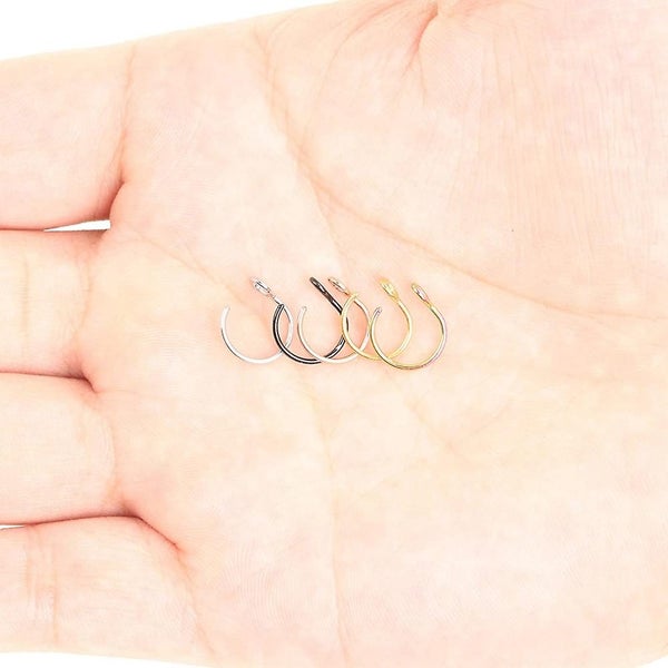 Stylish Simple Fake Nose Ring Hoop Fish Hook Stainless Steel Nail - Set Of 5 Carousel 5