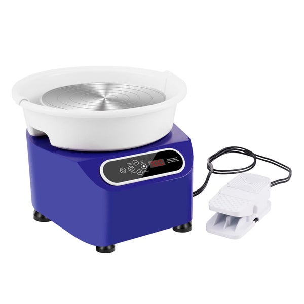 Pottery Wheel 11in Ceramic Wheel Foot Pedal Touch Screen Apron 350W Blue Carousel 13