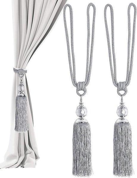 1 Pair Curtain Tiebacks Rope Curtain Clips With Balls Handmade Tassel Ribbon Ti Carousel 1