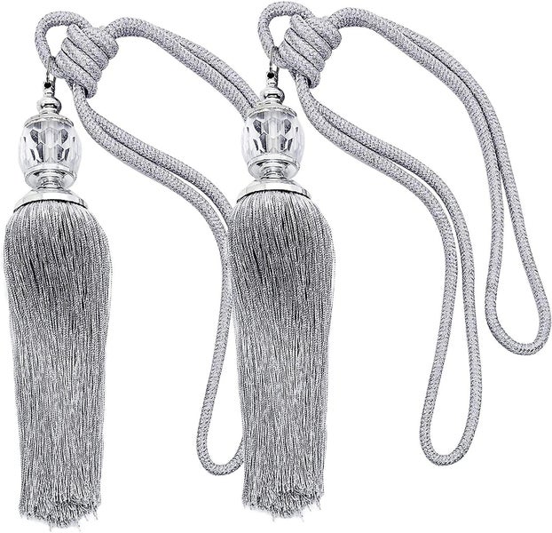1 Pair Curtain Tiebacks Rope Curtain Clips With Balls Handmade Tassel Ribbon Ti Carousel 2