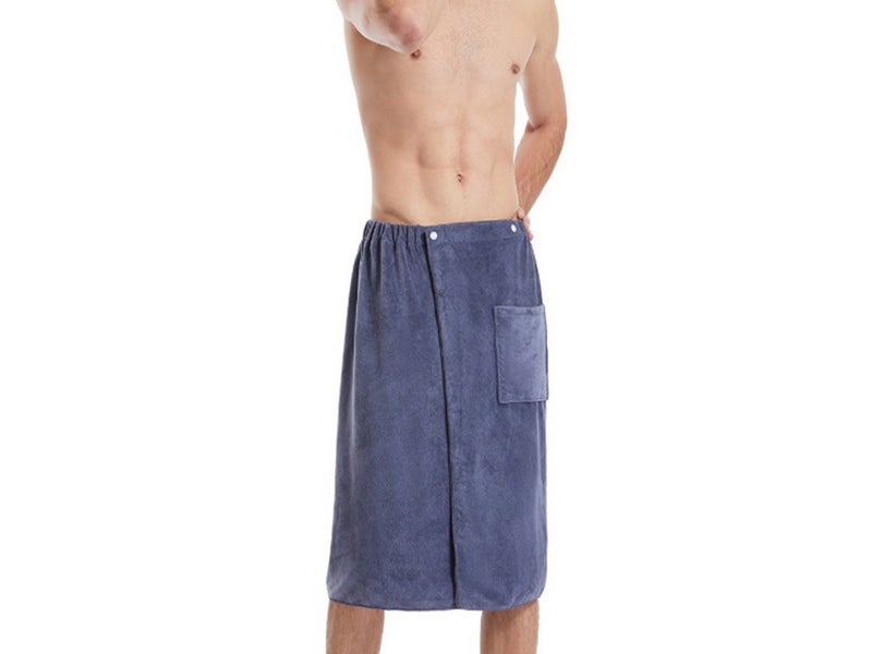 Men Soft Wearable Microfiber Bath Towel for Bathroom Pool Beach Spa Grey Carousel 1