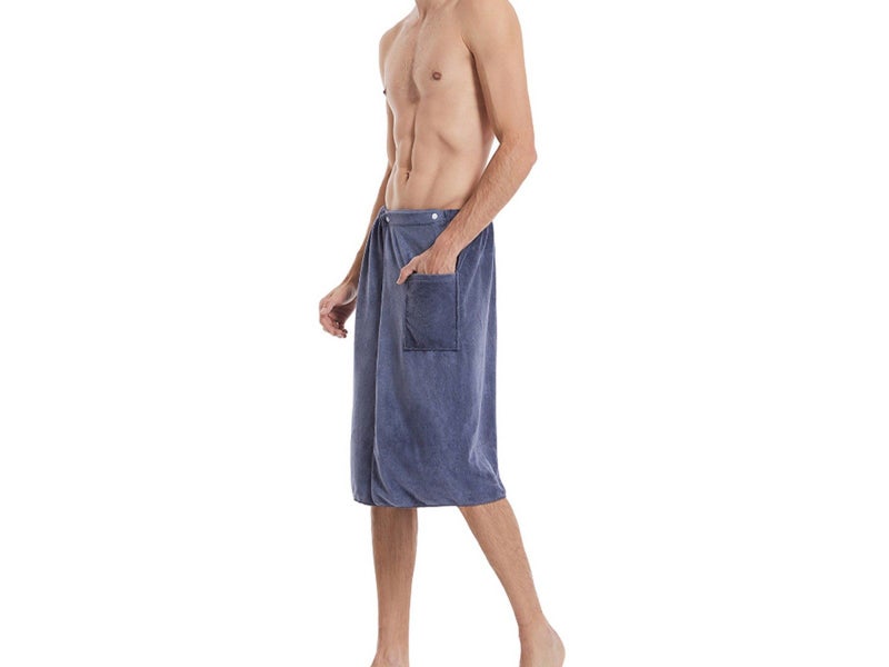 Men Soft Wearable Microfiber Bath Towel for Bathroom Pool Beach Spa Grey Carousel 2