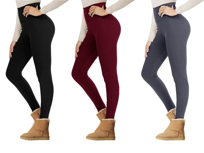 3Pcs Women's Fleece Lined Leggings Tummy Control Thermal Warm Stretchy Soft 4XL Carousel 1