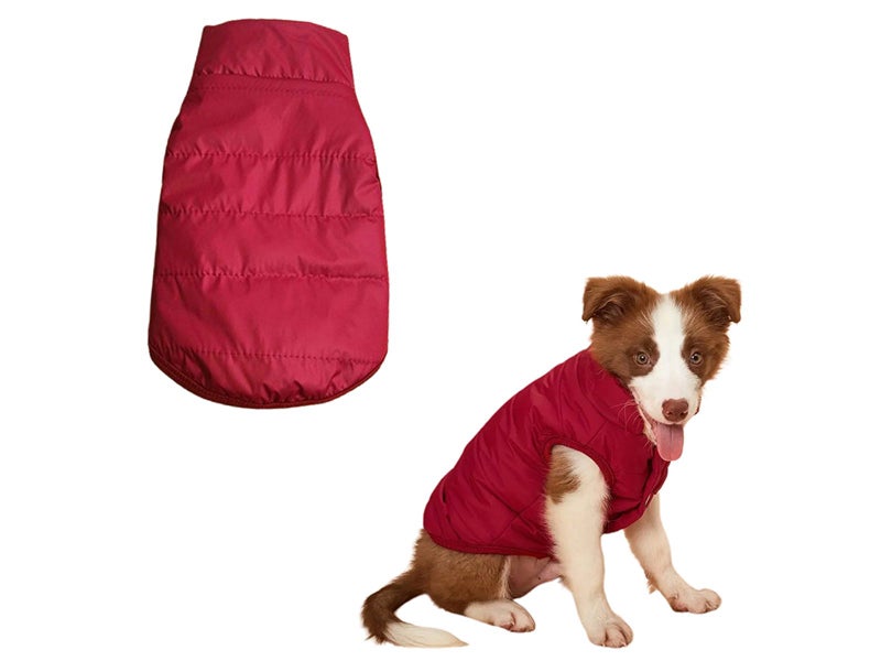 Dog Warm Coat Thickened Padded Windbreaker Vest Jacket Winter Wine Red 3XL Carousel 1